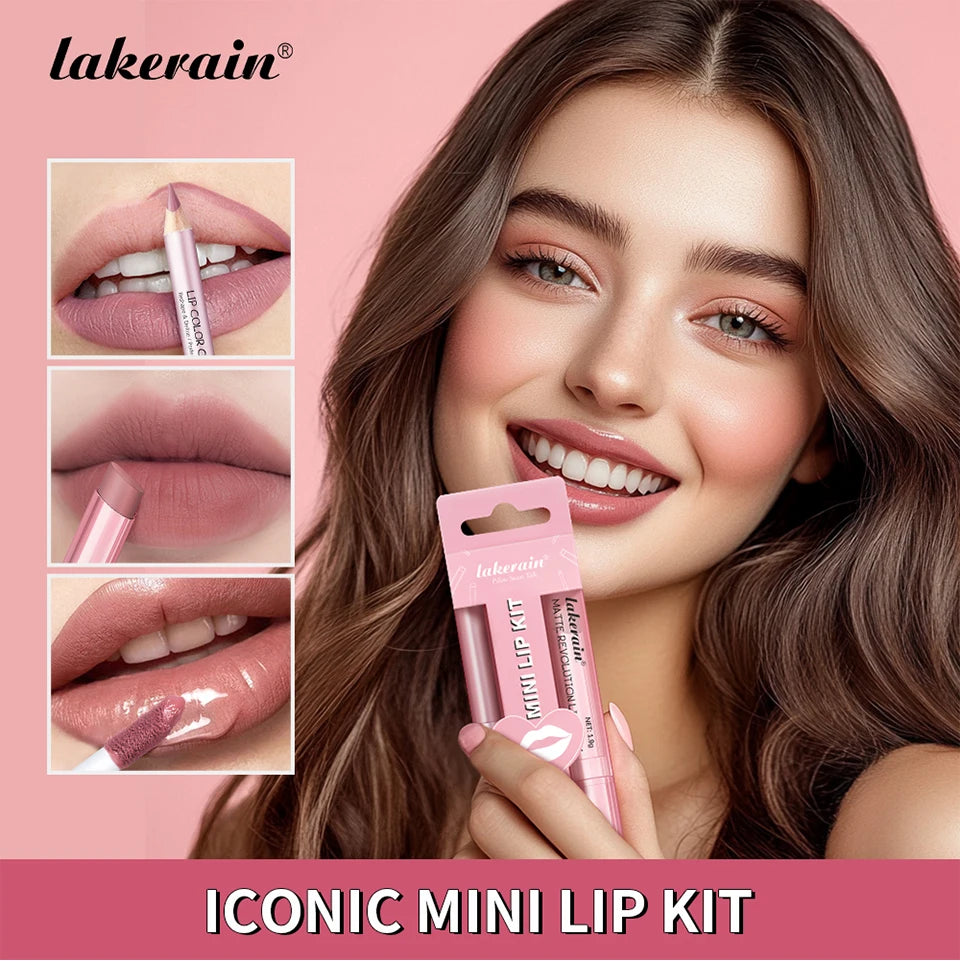 3-Piece Matte Lipstick and Lip Gloss Makeup Set - 7