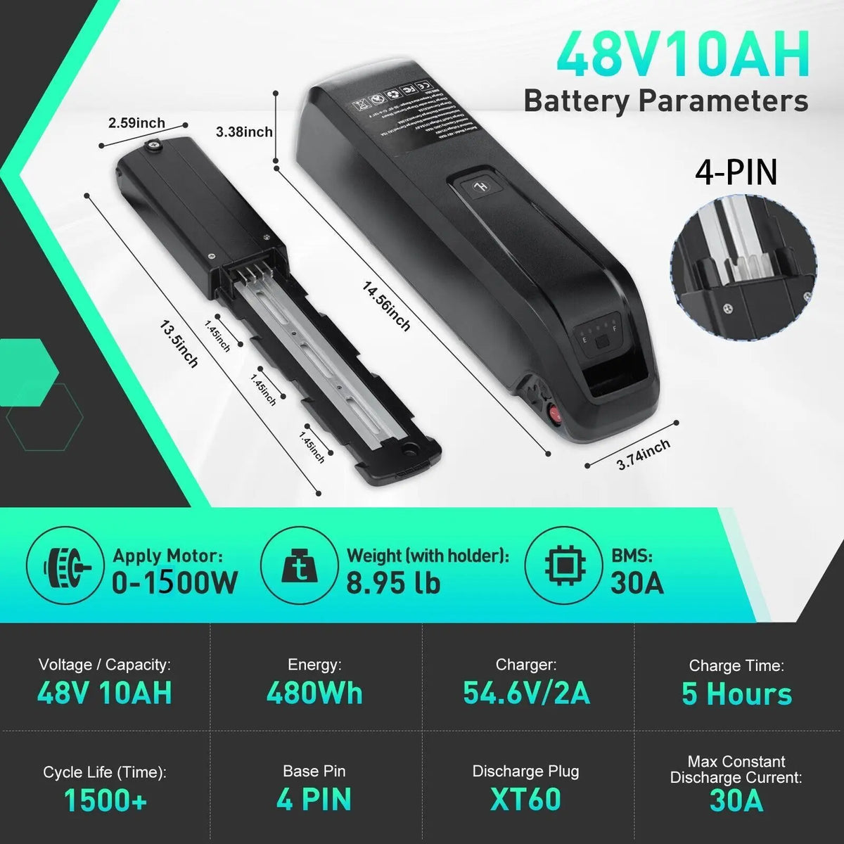 Electric Bike Hailong Lithium-Ion Battery Pack 36V 48V 52V