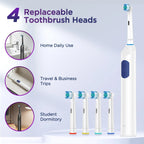Rechargeable Electric Toothbrush with 5 Modes and 4 Brush Heads