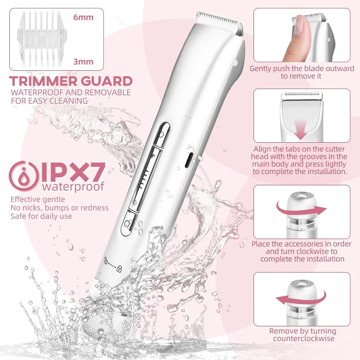 Waterproof 2-in-1 Electric Bikini Trimmer and Body Shaver