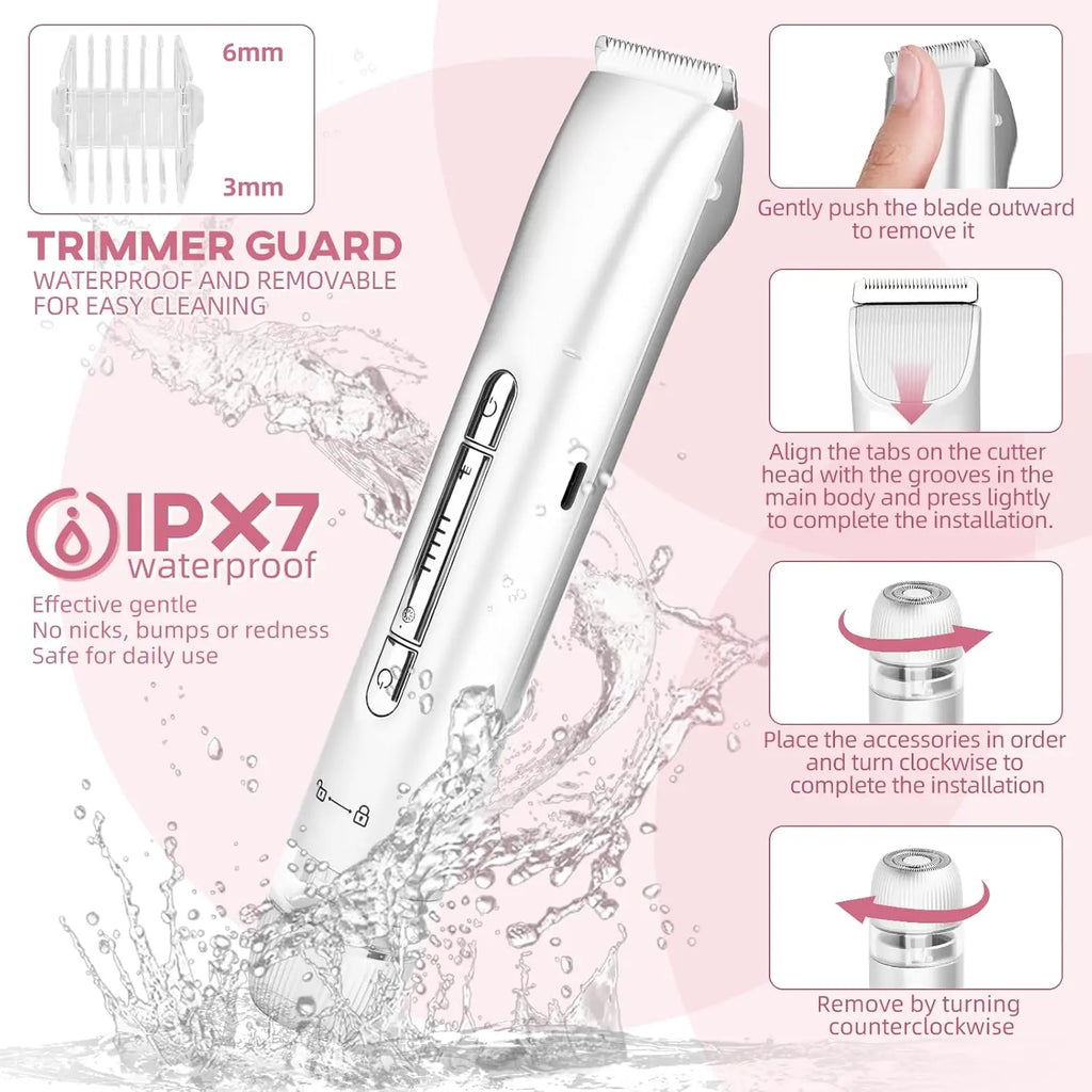 Waterproof 2-in-1 Electric Bikini Trimmer and Body Shaver