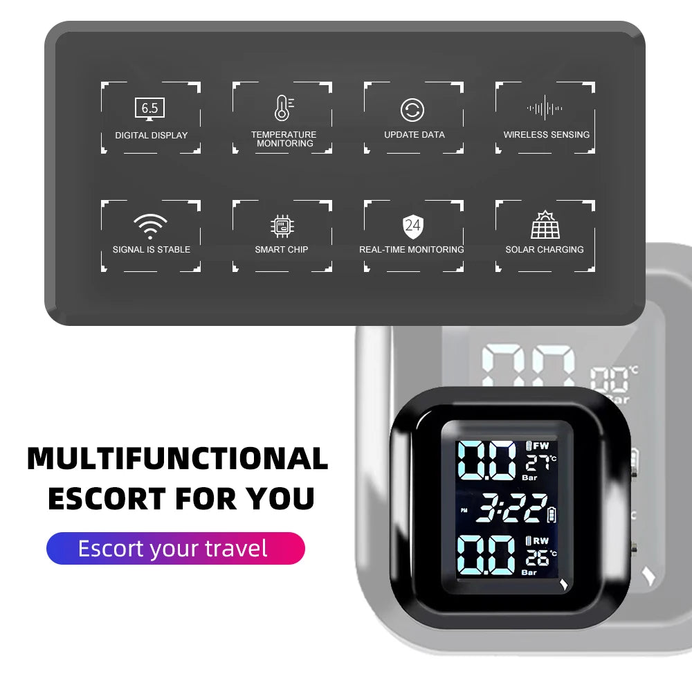 Motorcycle Tire Pressure Monitoring System with 2 External Sensors