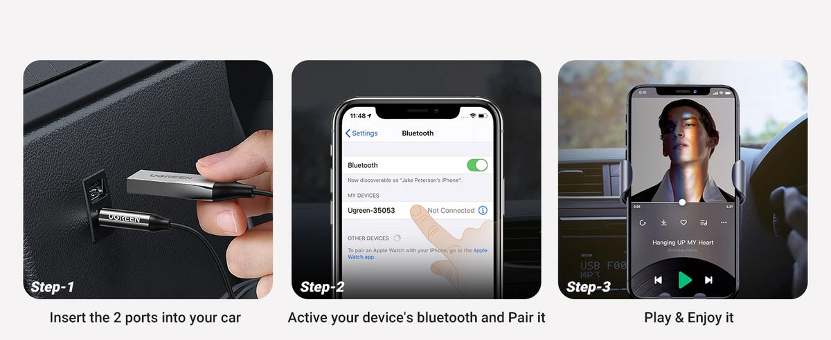 Bluetooth 5.3 Car Audio Receiver with 3.5mm AUX Adapter