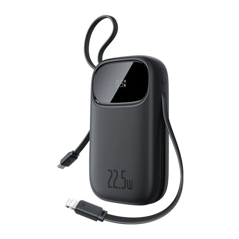 22.5W Fast Charging Power Bank with Built-in Cables