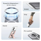 Magnetic Phone Wallet and Foldable Stand for MagSafe