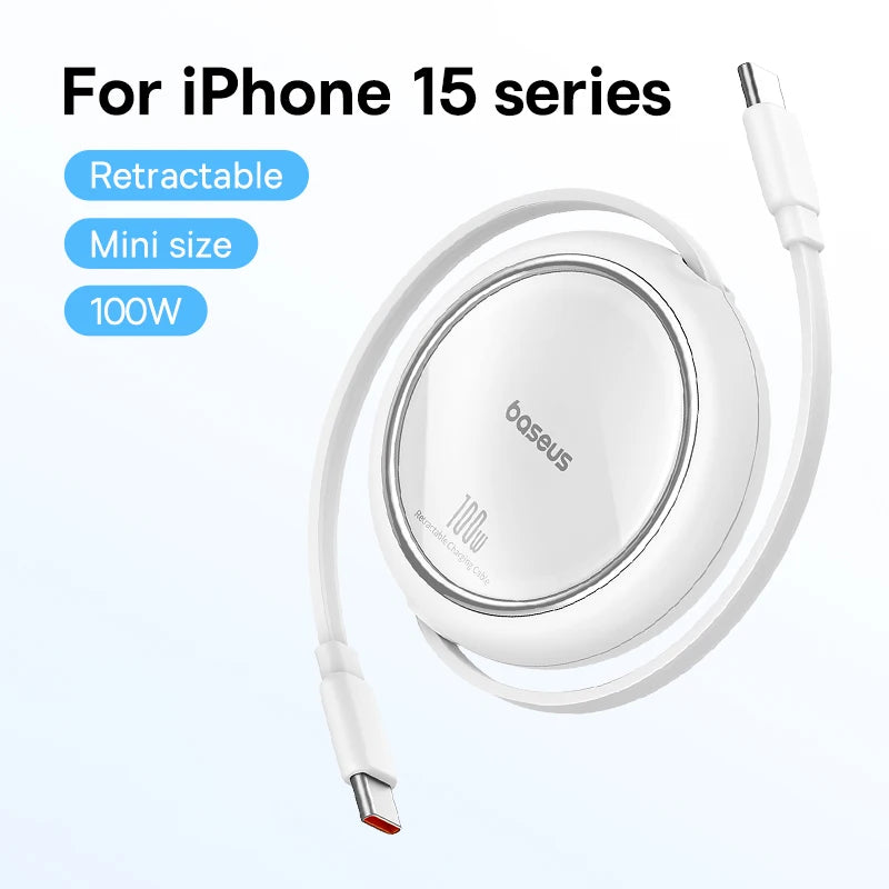 100W Fast Charging Retractable USB-C to USB-C Cable