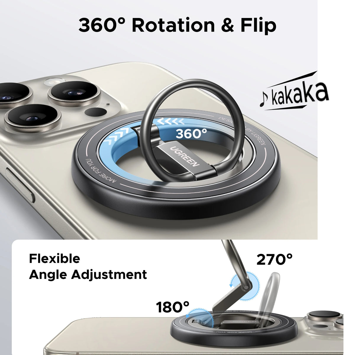 Magnetic Phone Ring Holder with 360° Rotation for MagSafe