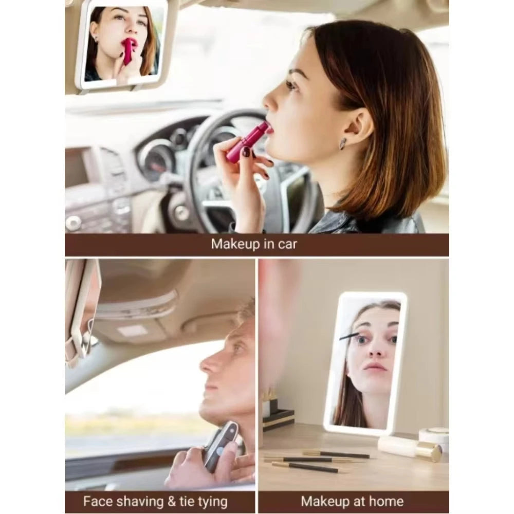 Rechargeable LED Car Sun Visor Makeup Mirror