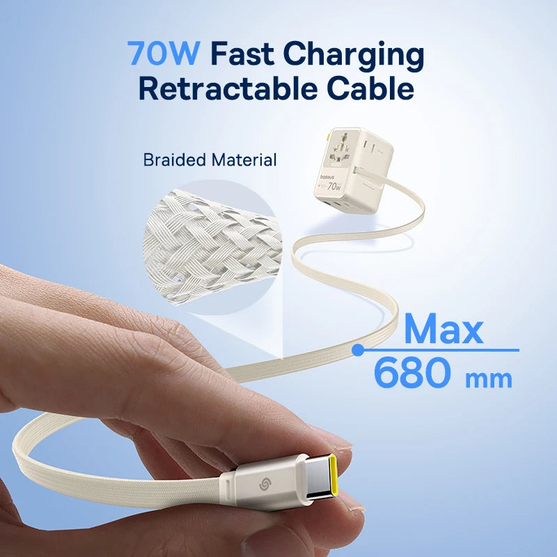 70W Universal GaN Travel Adapter with Fast Charging Ports - 4