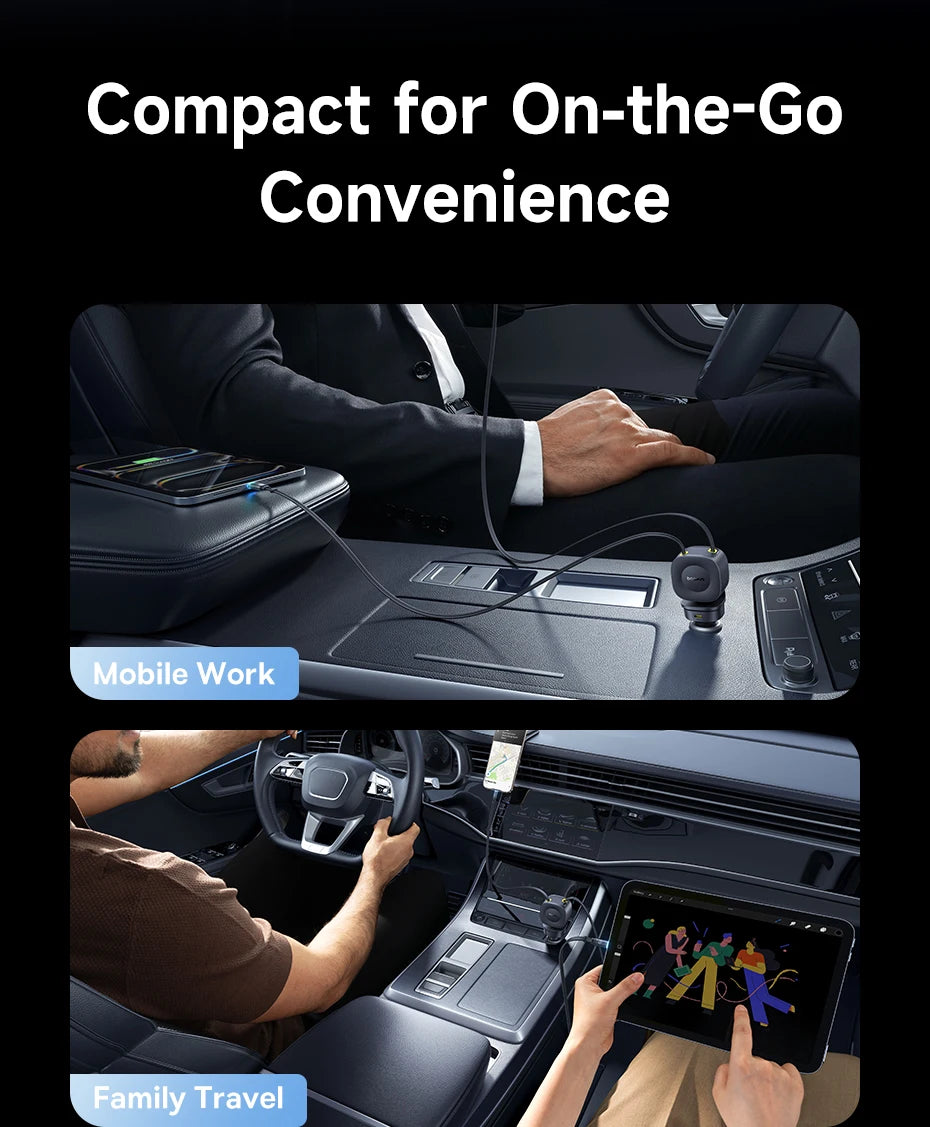 4-Port Fast Car Charger with Retractable Cables