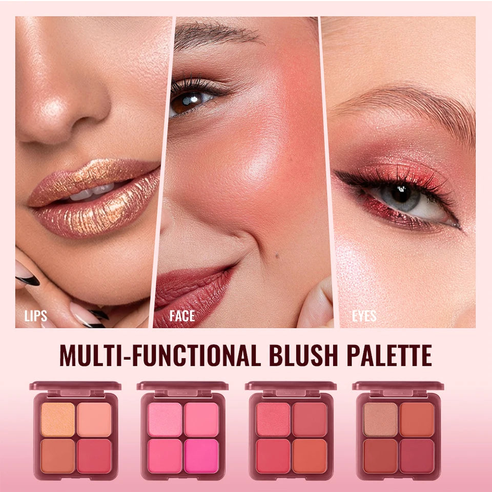 4-Shade Matte and Shimmer Blush Palette - 11