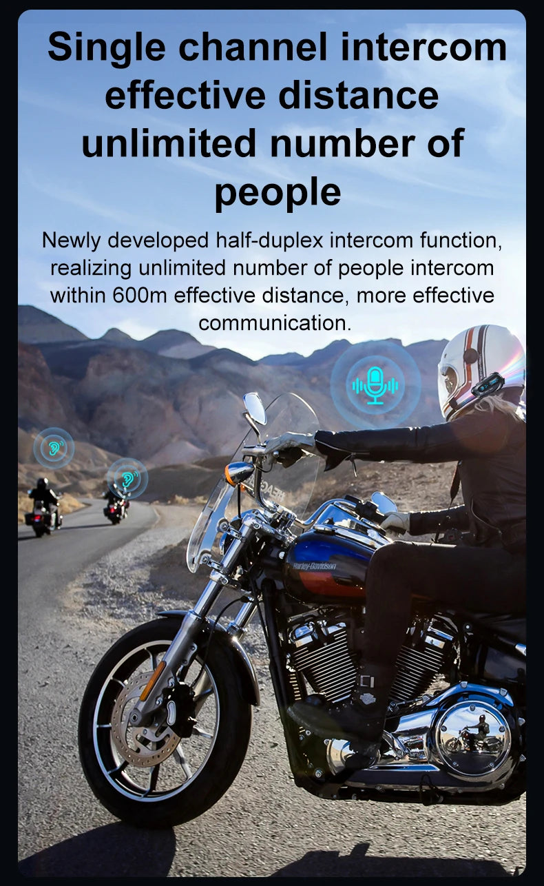 Bluetooth 5.4 Motorcycle Helmet Intercom Headset - 9