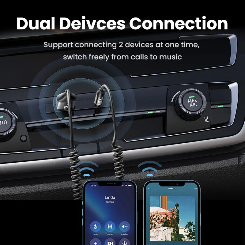 Bluetooth 5.3 Car Audio Receiver Adapter with 3.5mm AUX Jack