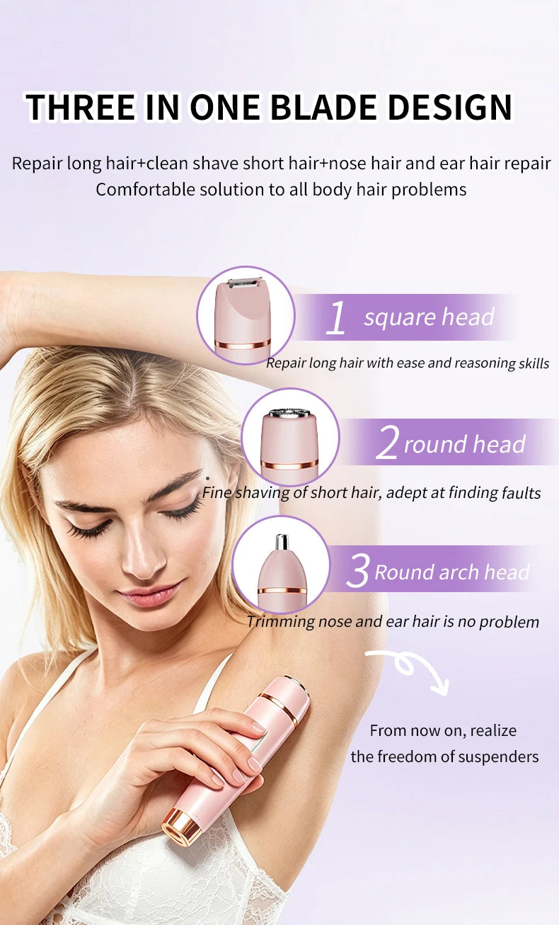 3-in-1 Electric Waterproof Women's Hair Shaver and Bikini Trimmer