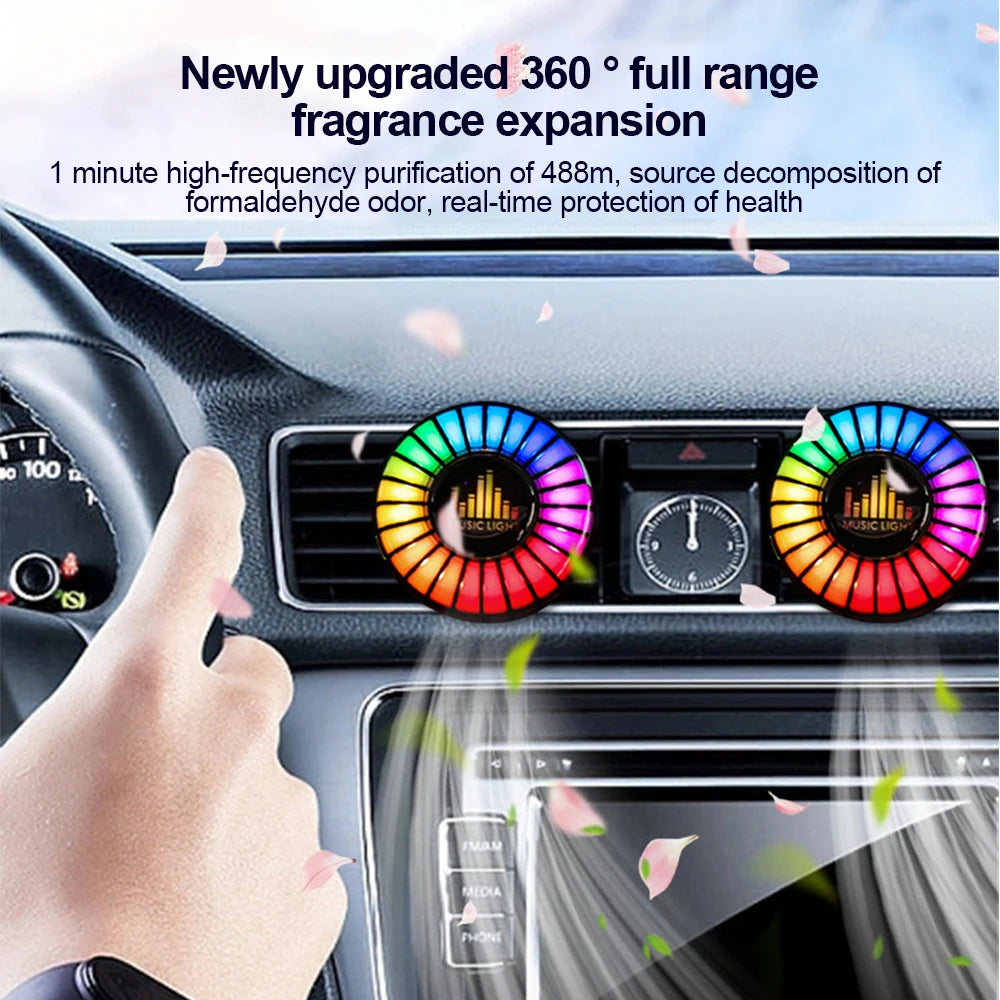 Car Air Vent Fragrance Diffuser with RGB Music Rhythm LED Light
