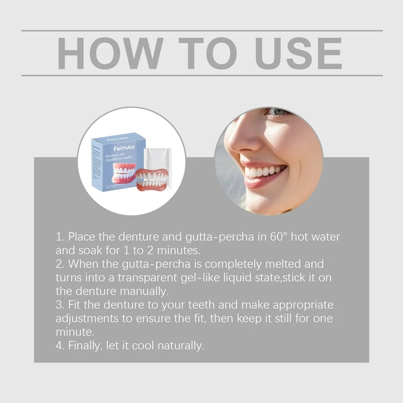 Temporary Silicone Cosmetic Dentures for Missing Teeth