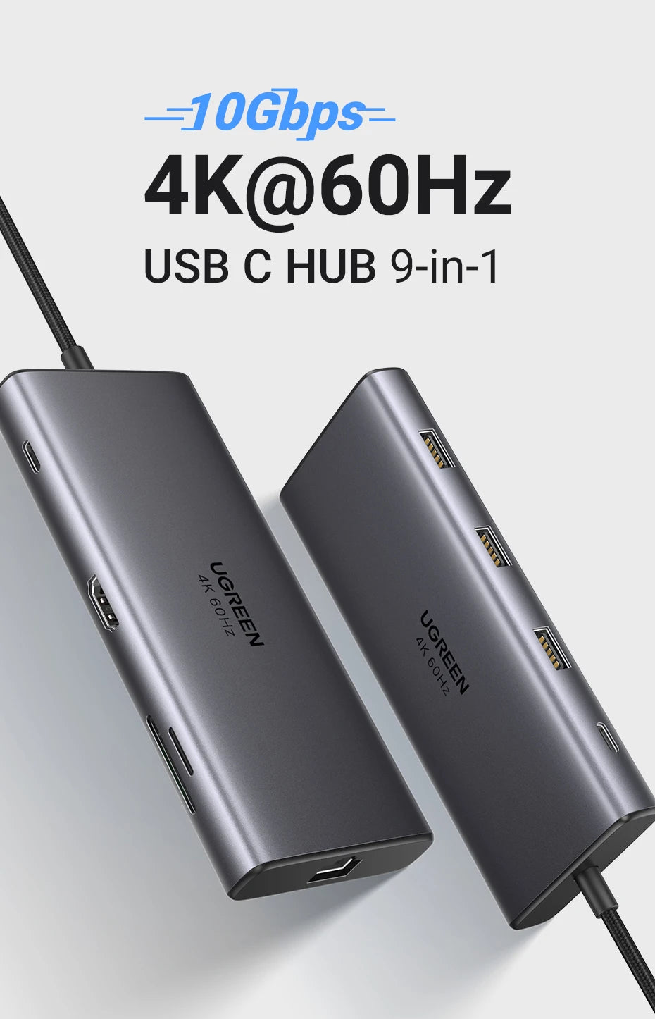 9-in-1 USB-C Hub with 4K 60Hz HDMI and 10Gbps Data Transfer