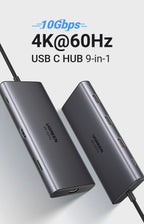 9-in-1 USB-C Hub with 4K 60Hz HDMI and 10Gbps Data Transfer