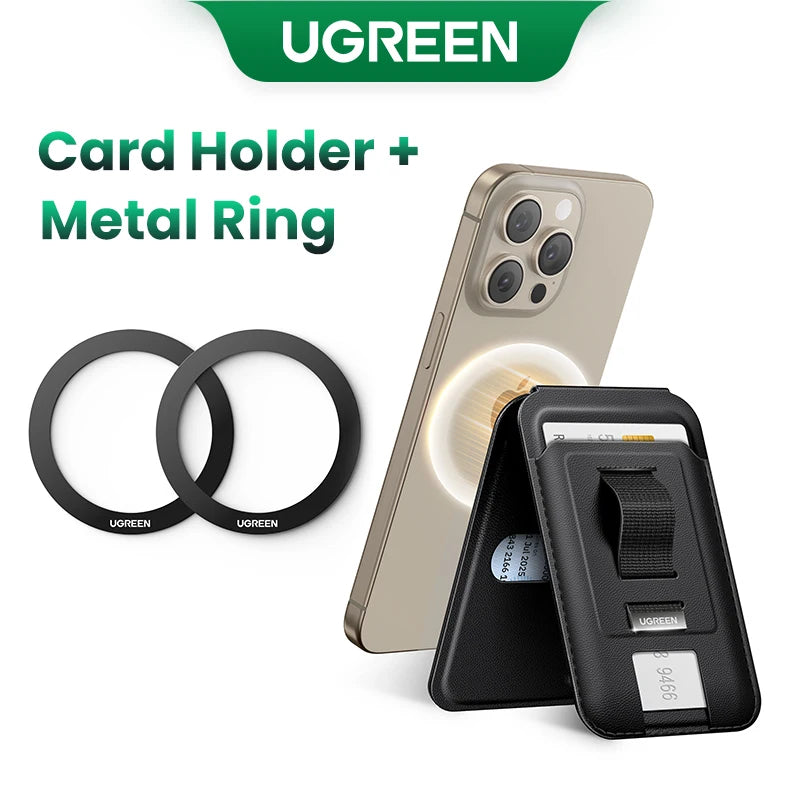 Magnetic Phone Card Holder Wallet with Kickstand for iPhone