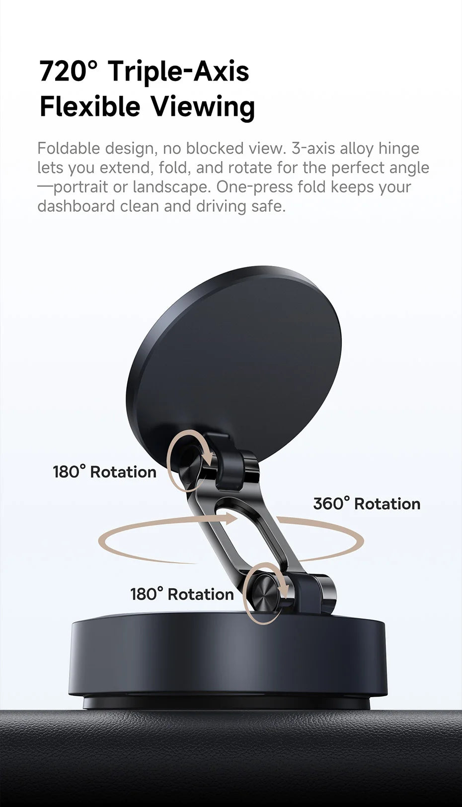 Magnetic Suction Cup Car Phone Mount with 720° Adjustable Rotation