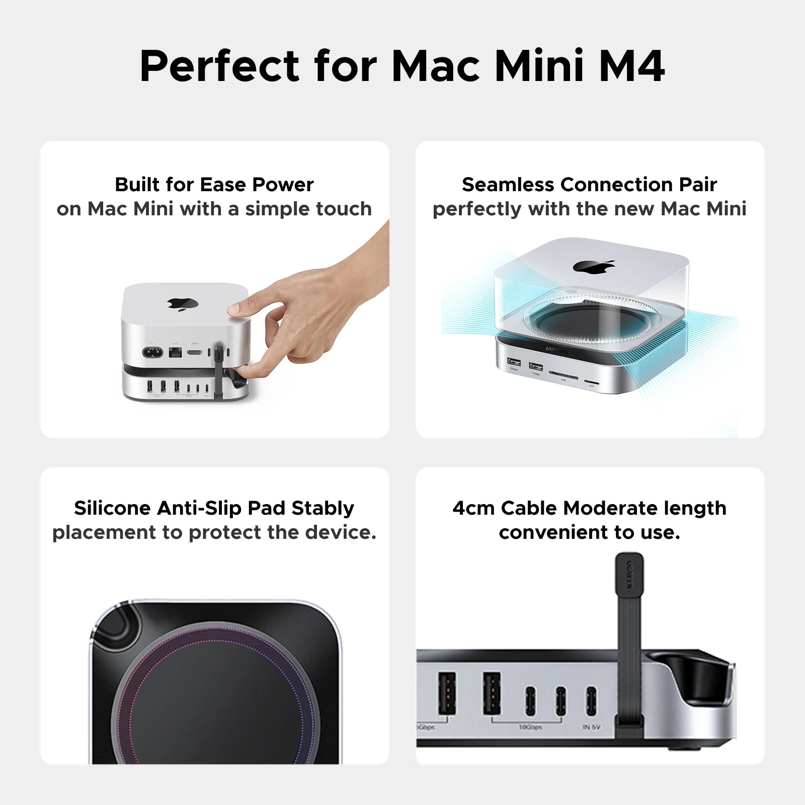 11-in-1 Docking Station with NVMe SSD Slot for Mac Mini M4 - 6