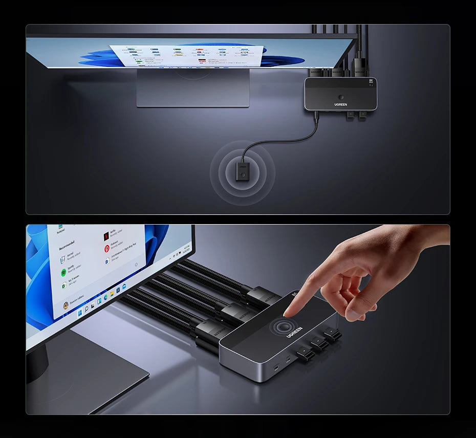 8K 60Hz Dual Monitor DisplayPort KVM Switch for 2 PCs