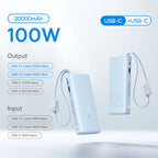 145W Fast Charging Power Bank with Built-In Cables 25000mAh