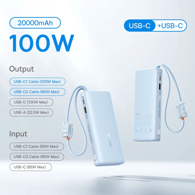 145W Fast Charging Power Bank with Built-In Cables 25000mAh