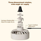 Portable 5V USB Car Air Vent Cooling Fan with 3 Gears and RGB Light