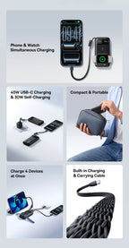 45W 10000mAh Portable Power Bank with Integrated Watch Charger