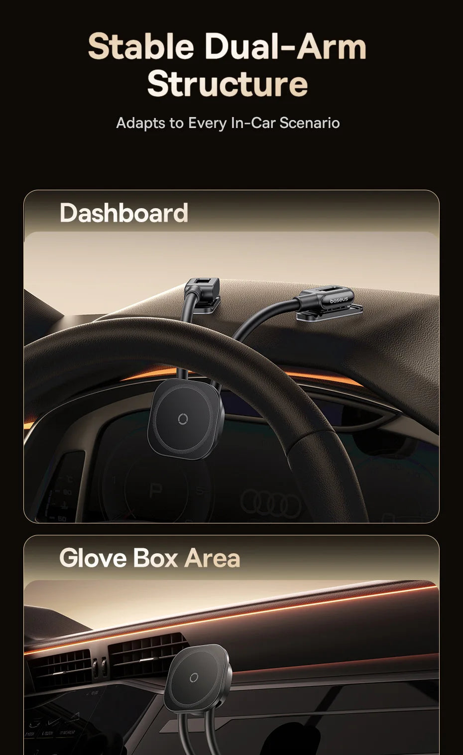 Magnetic Foldable Car Phone Holder for Dashboard