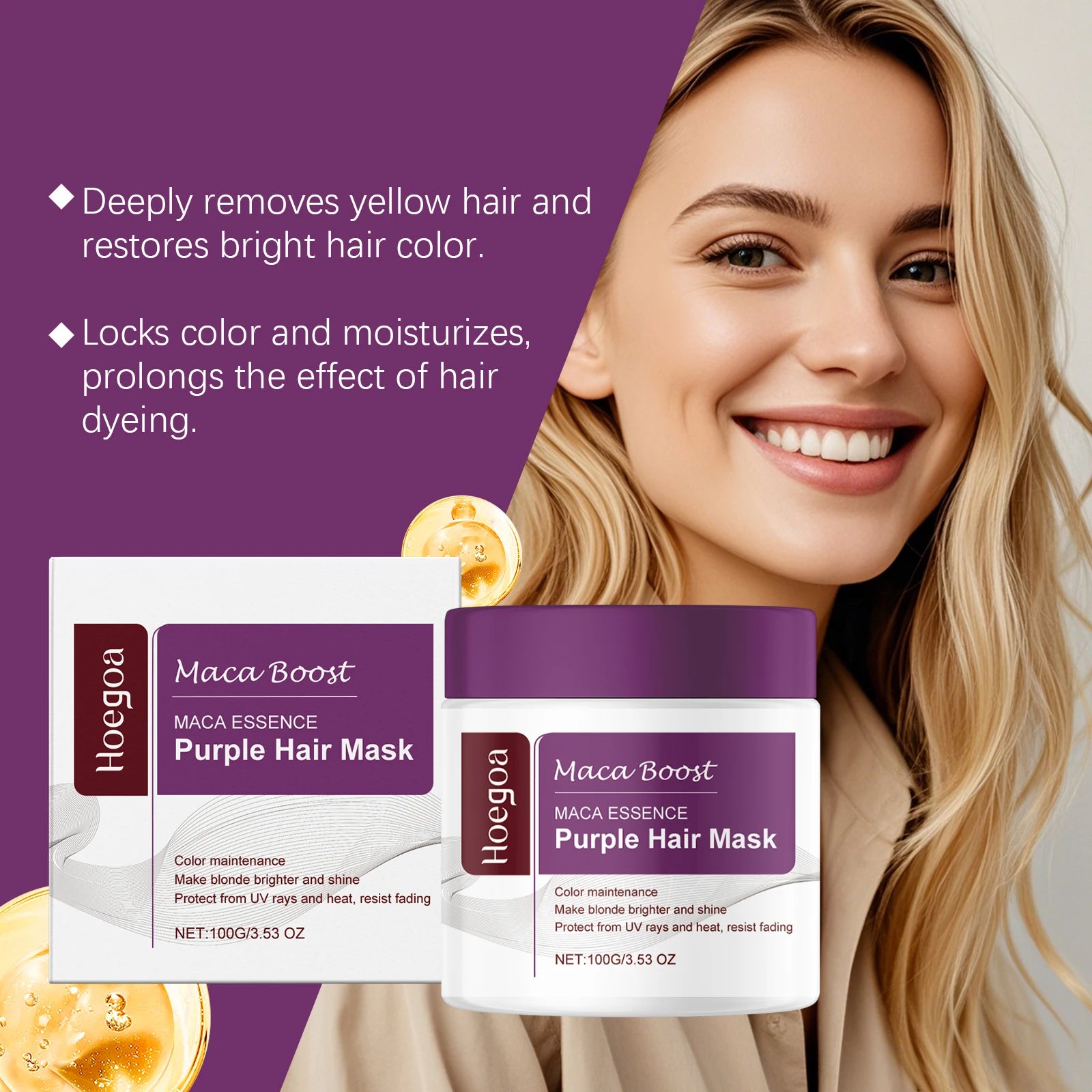 Purple Hair Mask and Shampoo Set for Color Protection and Repair - 5