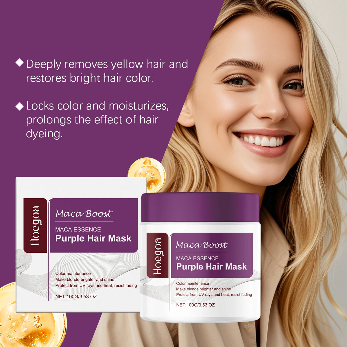 Purple Hair Mask and Shampoo Set for Color Protection and Repair