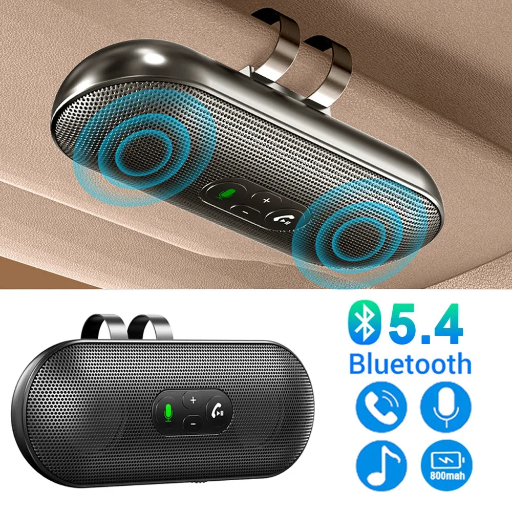 Bluetooth 5.4 Handsfree Car Kit Dual 3W Speakerphone Sun Visor Mount