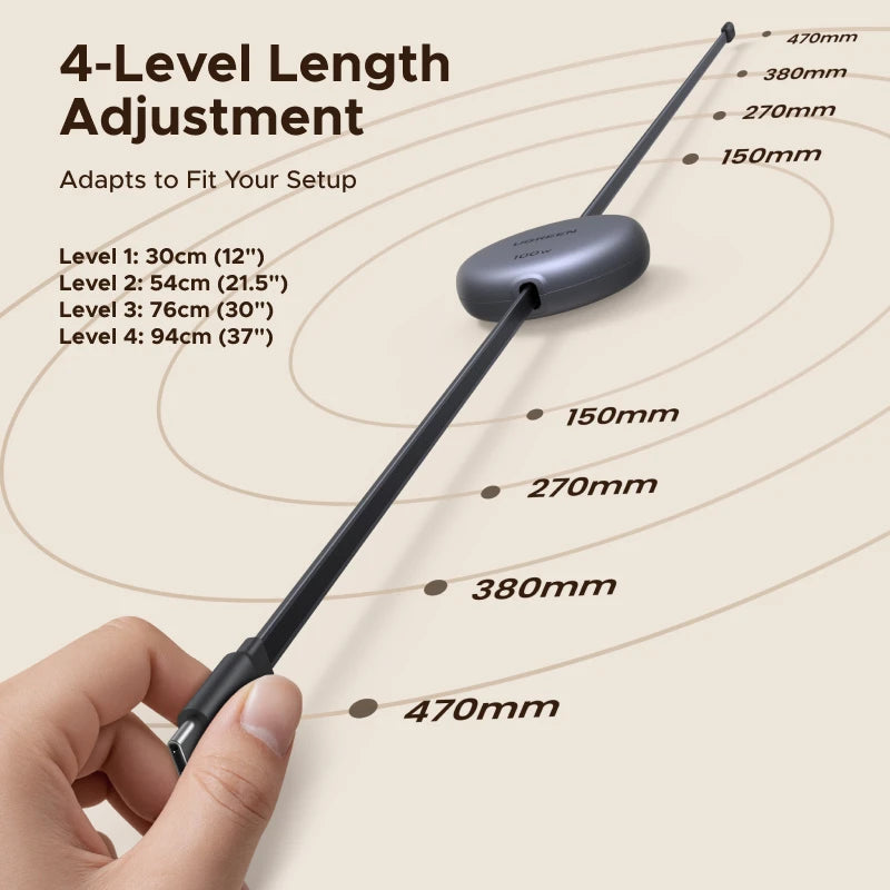 100W Retractable USB-C to USB-C Fast Charging Data Cable