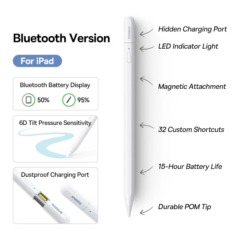 Bluetooth Stylus Pen for iPad with Palm Rejection and Tilt Sensitivity