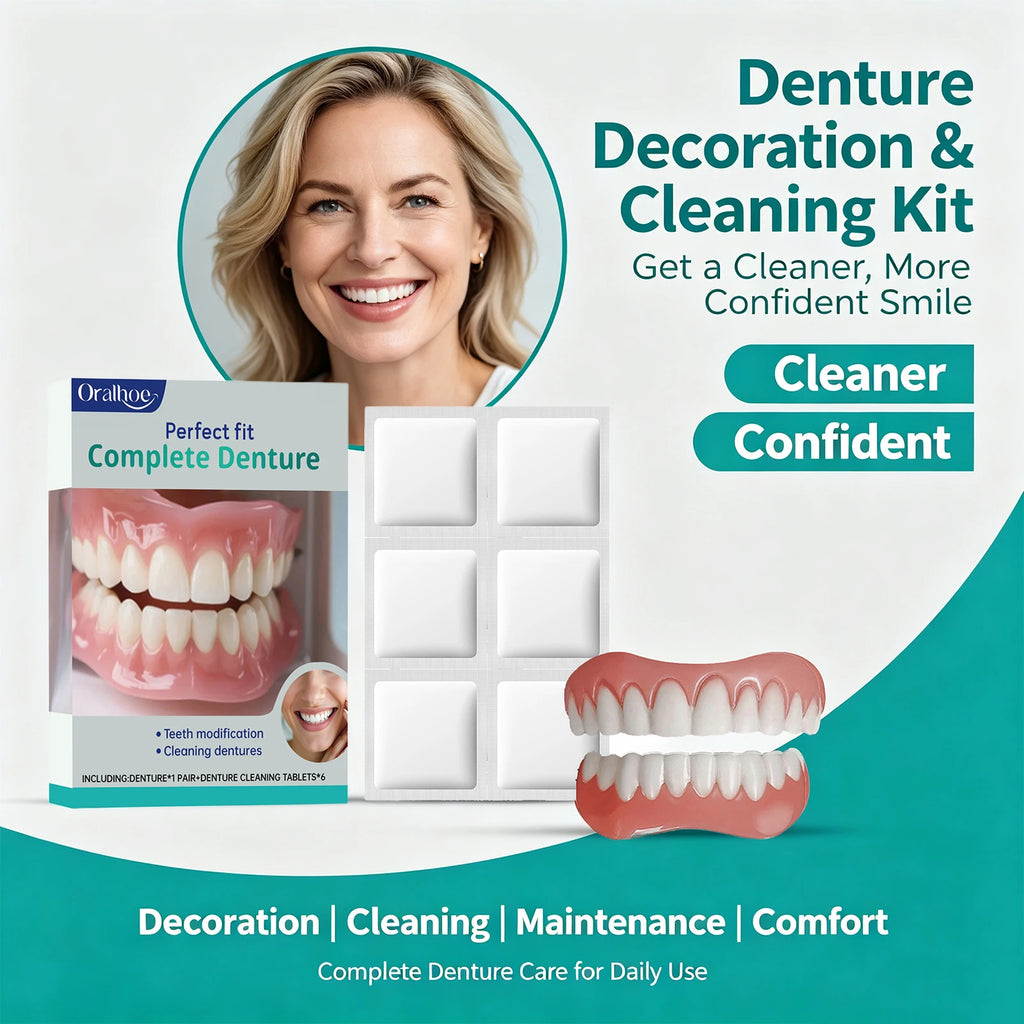 Cosmetic Denture Set for Covering Missing or Stained Teeth