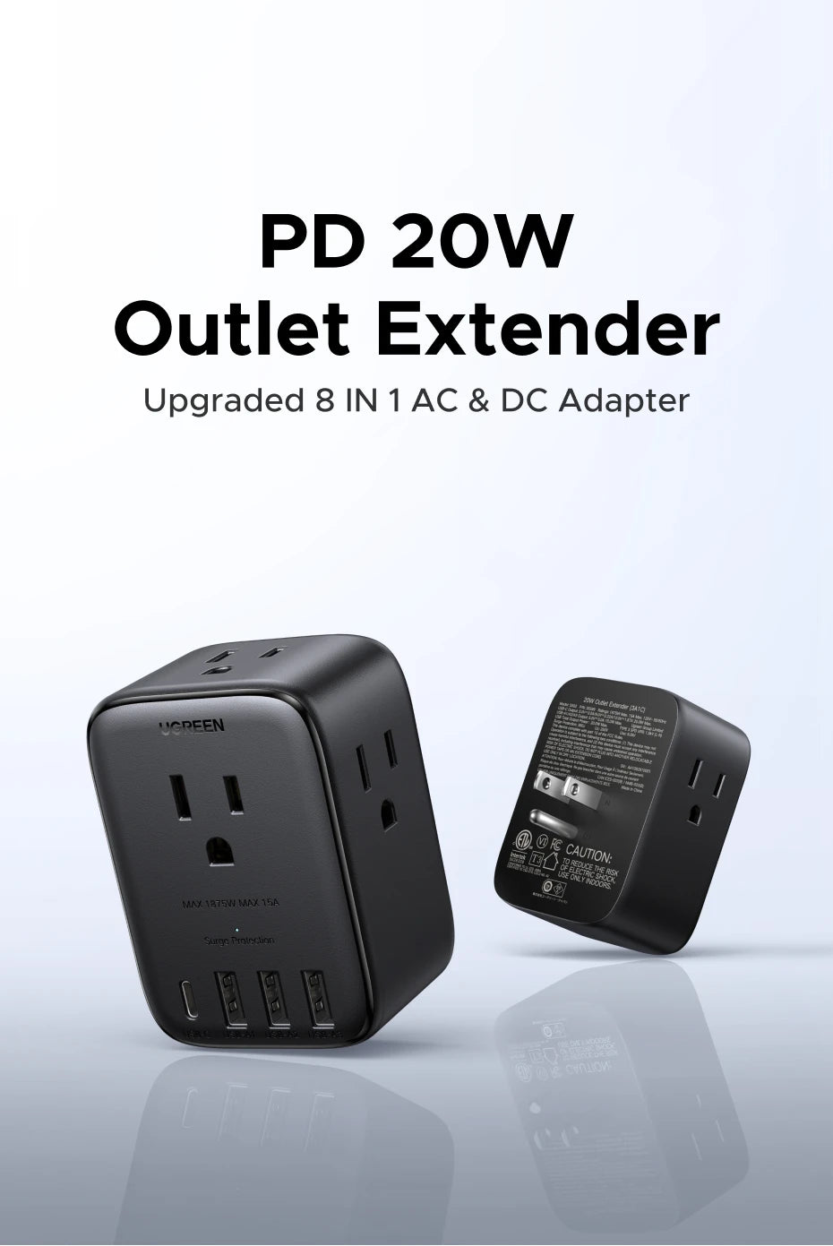 20W Outlet Extender with 4 AC Outlets and 4 USB Charging Ports - 8