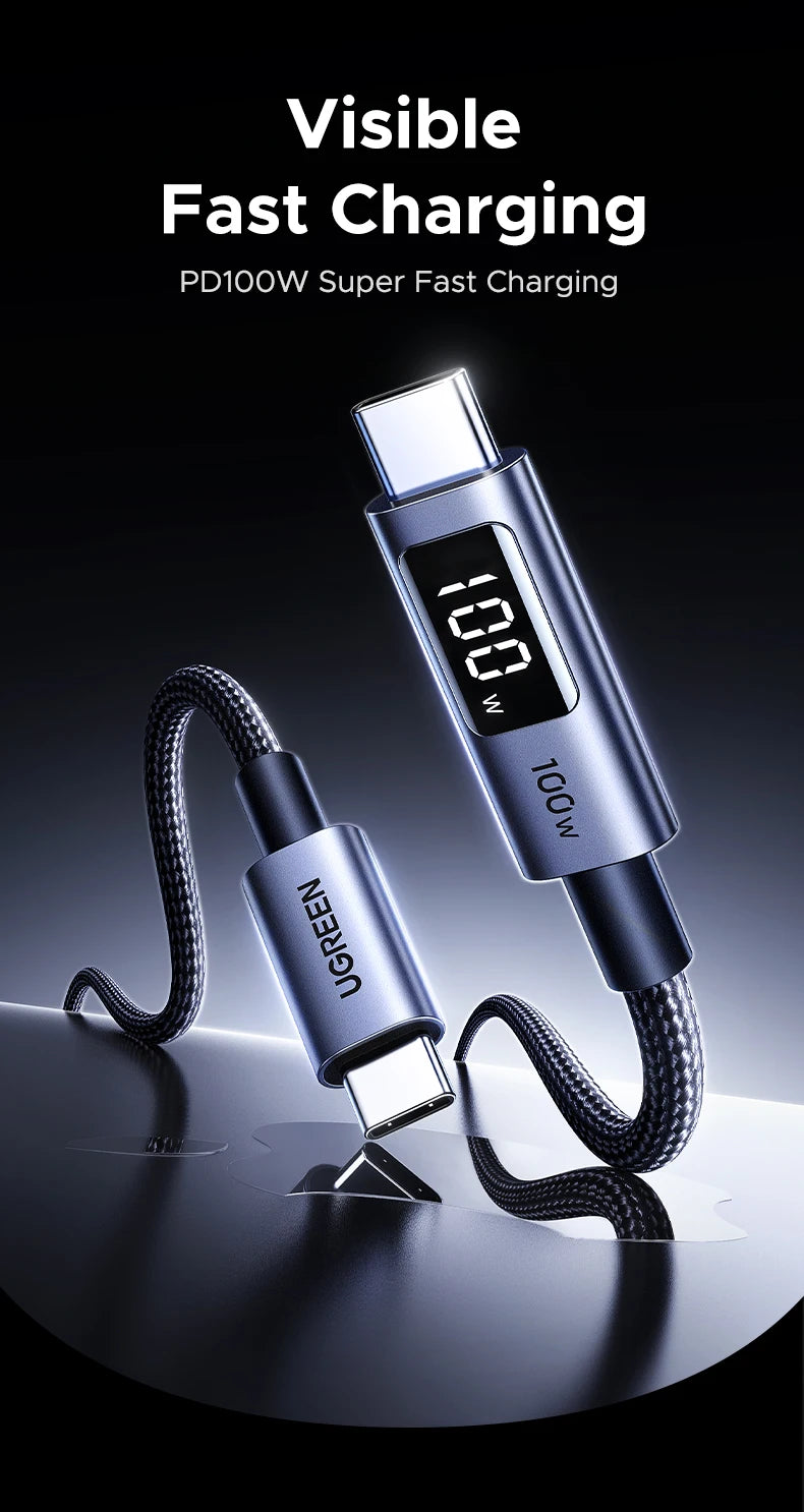 100W USB-C Fast Charging Cable with Digital Power Display