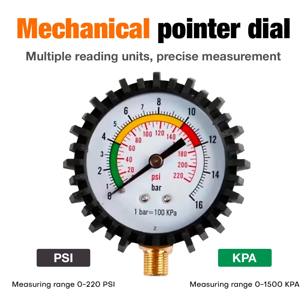 Heavy Duty Analog Tire Pressure Gauge for Cars and Motorcycles