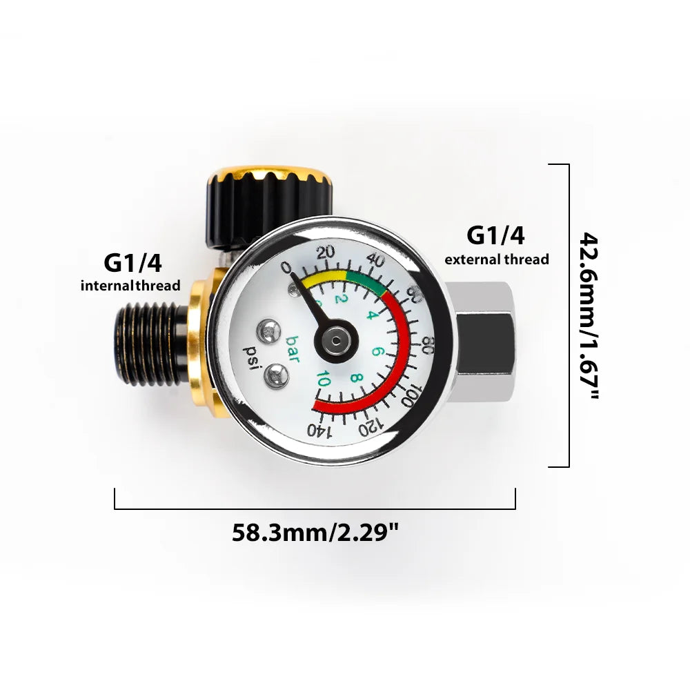Adjustable Air Spray Gun Pressure Regulator with G1/4 Gauge