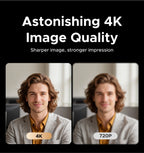 4K UHD USB Webcam with Dual Microphones for Video Calling