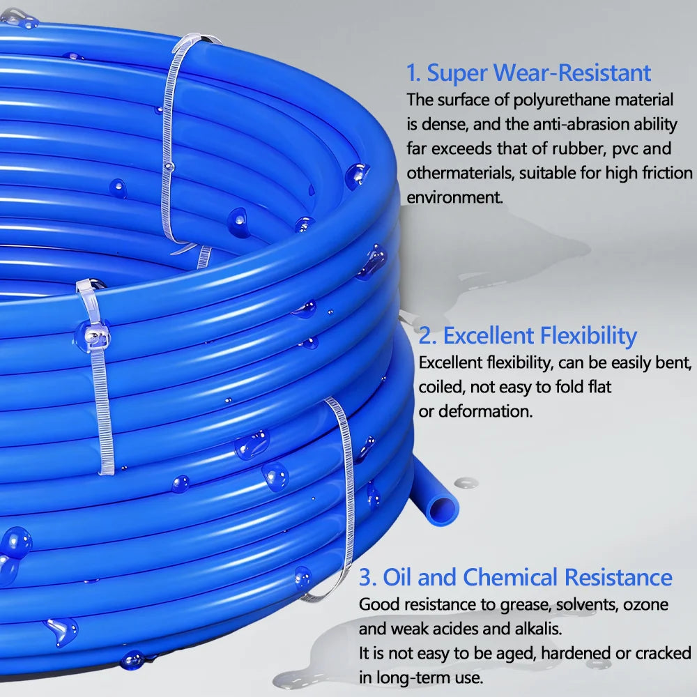 Flexible Pneumatic PU Air Hose with Quick-Connect Fittings - 3