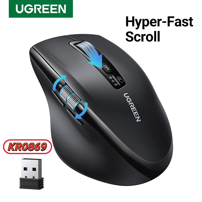 Ergonomic Wireless Bluetooth Mouse with Hyper-Fast Scroll
