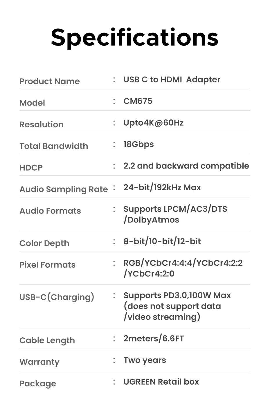 4K USB-C to HDMI Adapter with 100W PD Fast Charging - 16