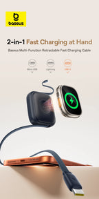 100W Retractable Fast Charging Cable with Watch Wireless Charger