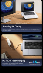 6-in-1 Dual USB-C Hub for MacBook with 4K HDMI and SD/TF Card Reader