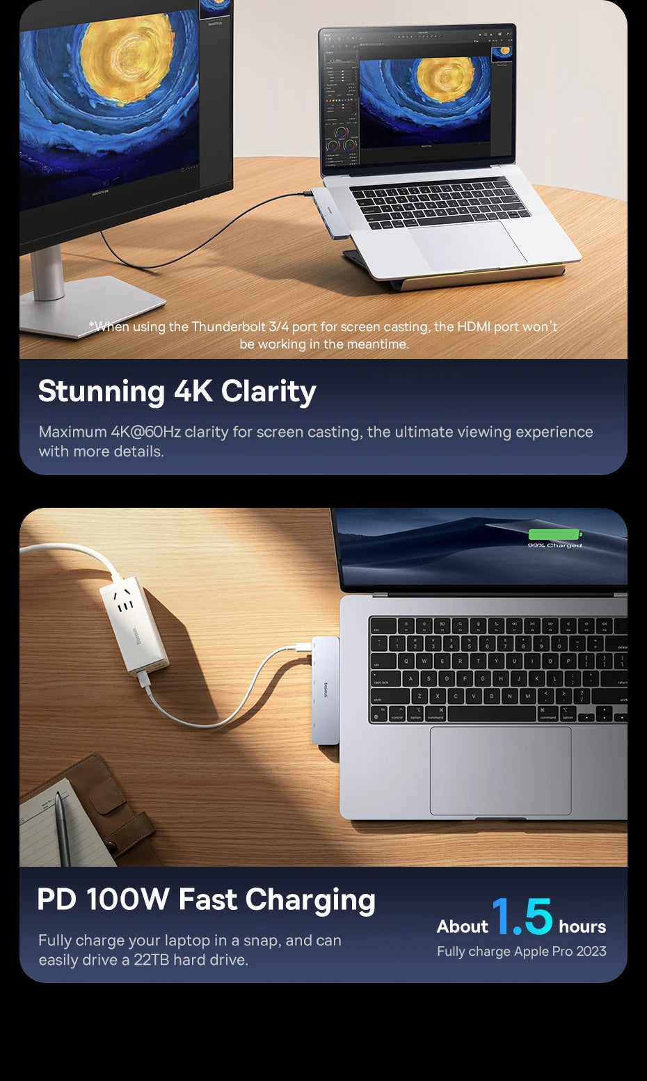 6-in-1 Dual USB-C Hub for MacBook with 4K HDMI and SD/TF Card Reader