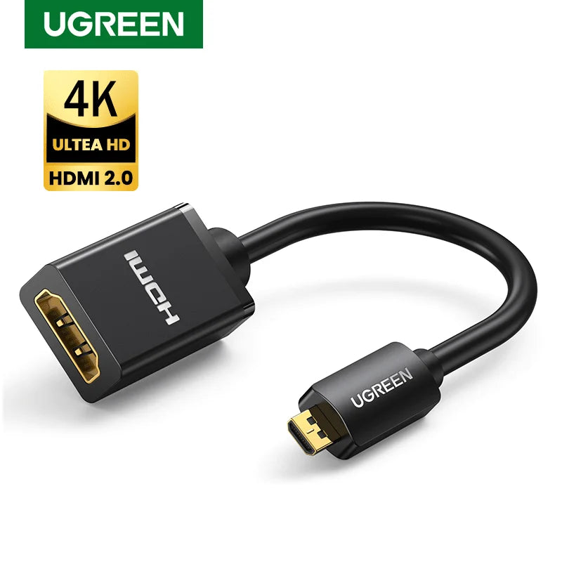4K Micro HDMI to HDMI Adapter Cable for Cameras and Raspberry Pi