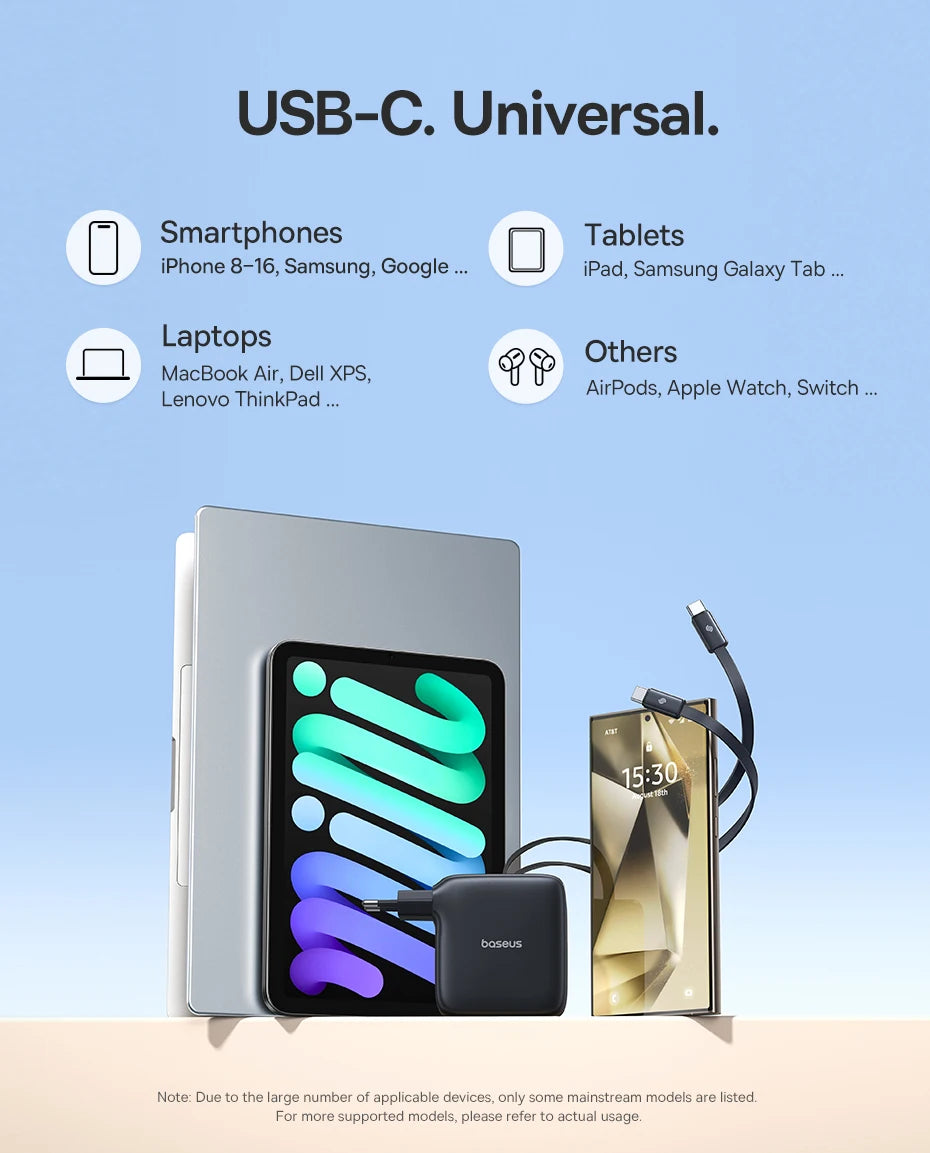 67W GaN Fast Charger with Retractable USB-C Cable for Laptops and Phones - 29
